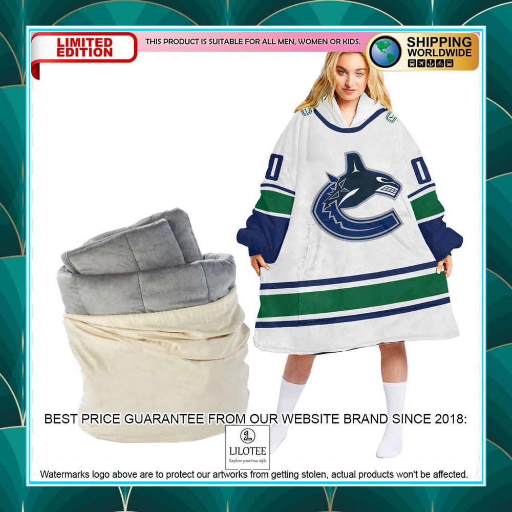 personalized vancouver canucks logo white oodie blanket hoodie 1 432