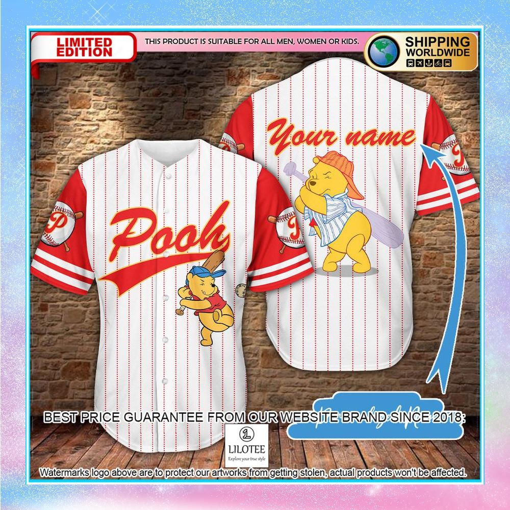 personalized winnie the pooh white baseball jersey 1 232