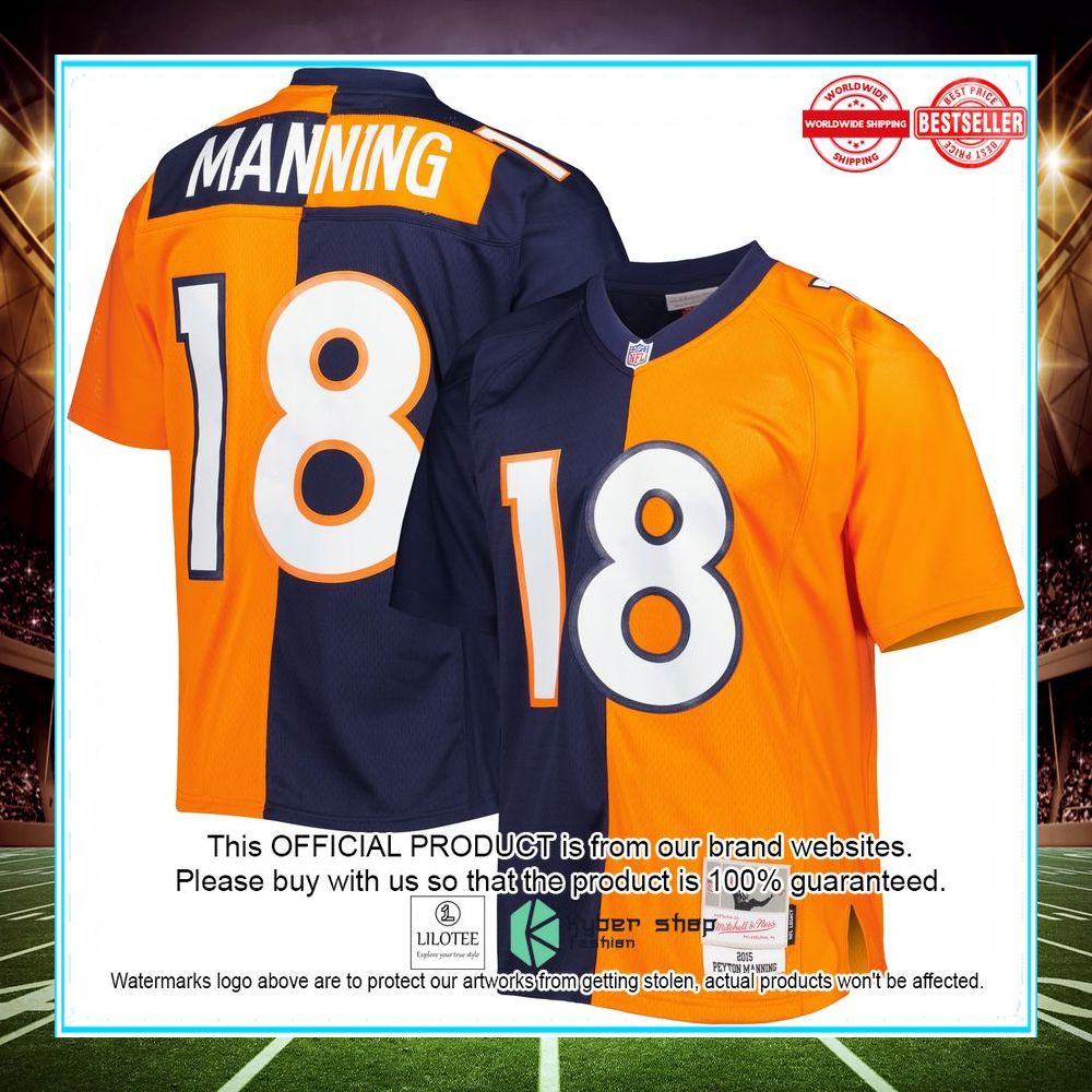 peyton manning denver broncos mitchell ness 2015 split legacy replica navy orange football jersey 1 581