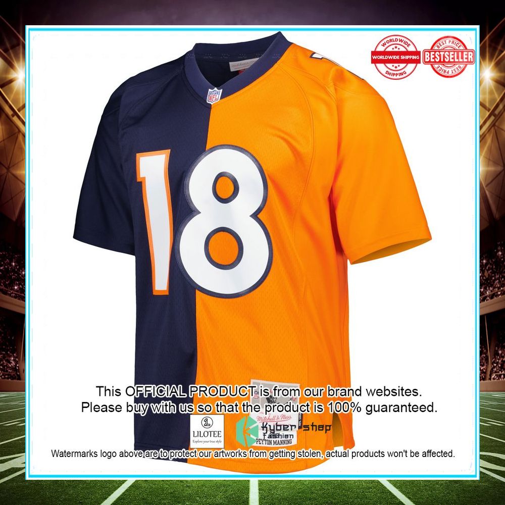 peyton manning denver broncos mitchell ness 2015 split legacy replica navy orange football jersey 2 569