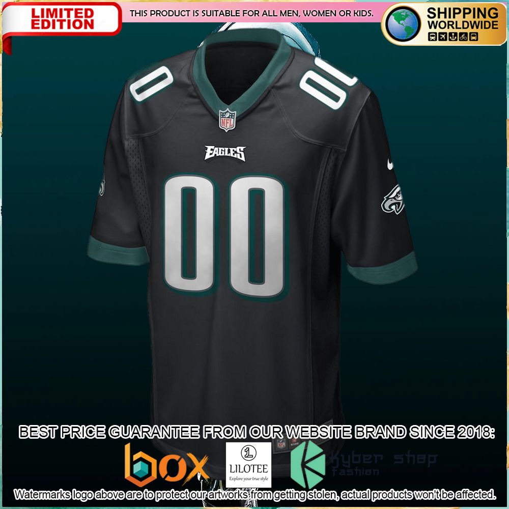 philadelphia eagles nike alternate custom black football jersey 2 624