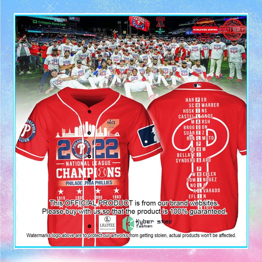 philadelphia phillies 2022 national league champions baseball jersey 1 994