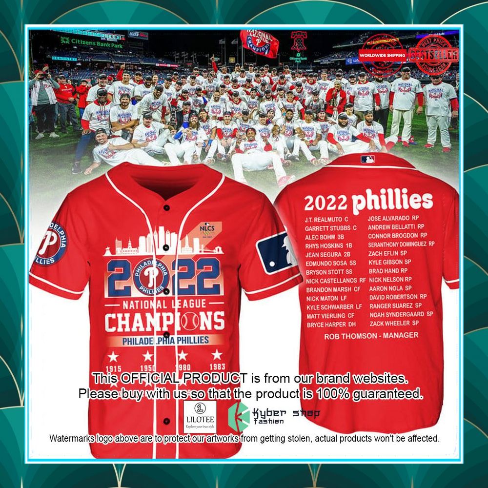 philadelphia phillies 2022 national league champions red baseball jersey 1 894