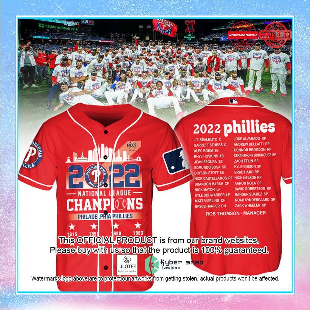 philadelphia phillies 2022 national league champions red baseball jersey 1 908