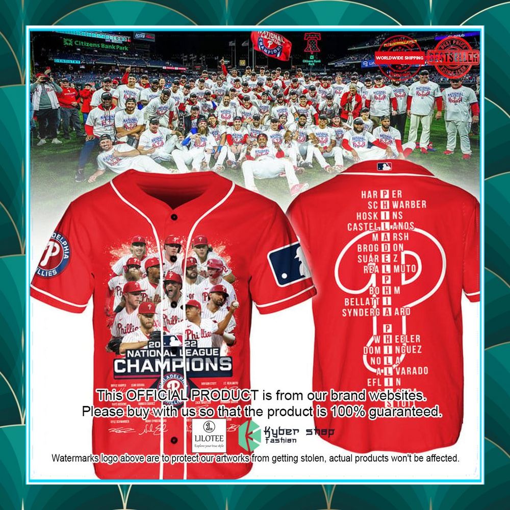 philadelphia phillies players 2022 national league champions baseball jersey 1 36