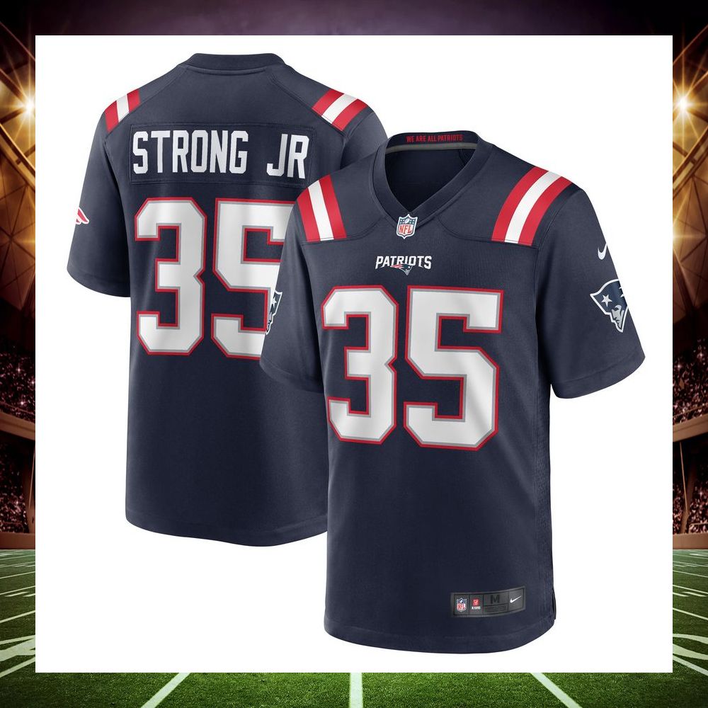 pierre strong jr new england patriots navy football jersey 1 584