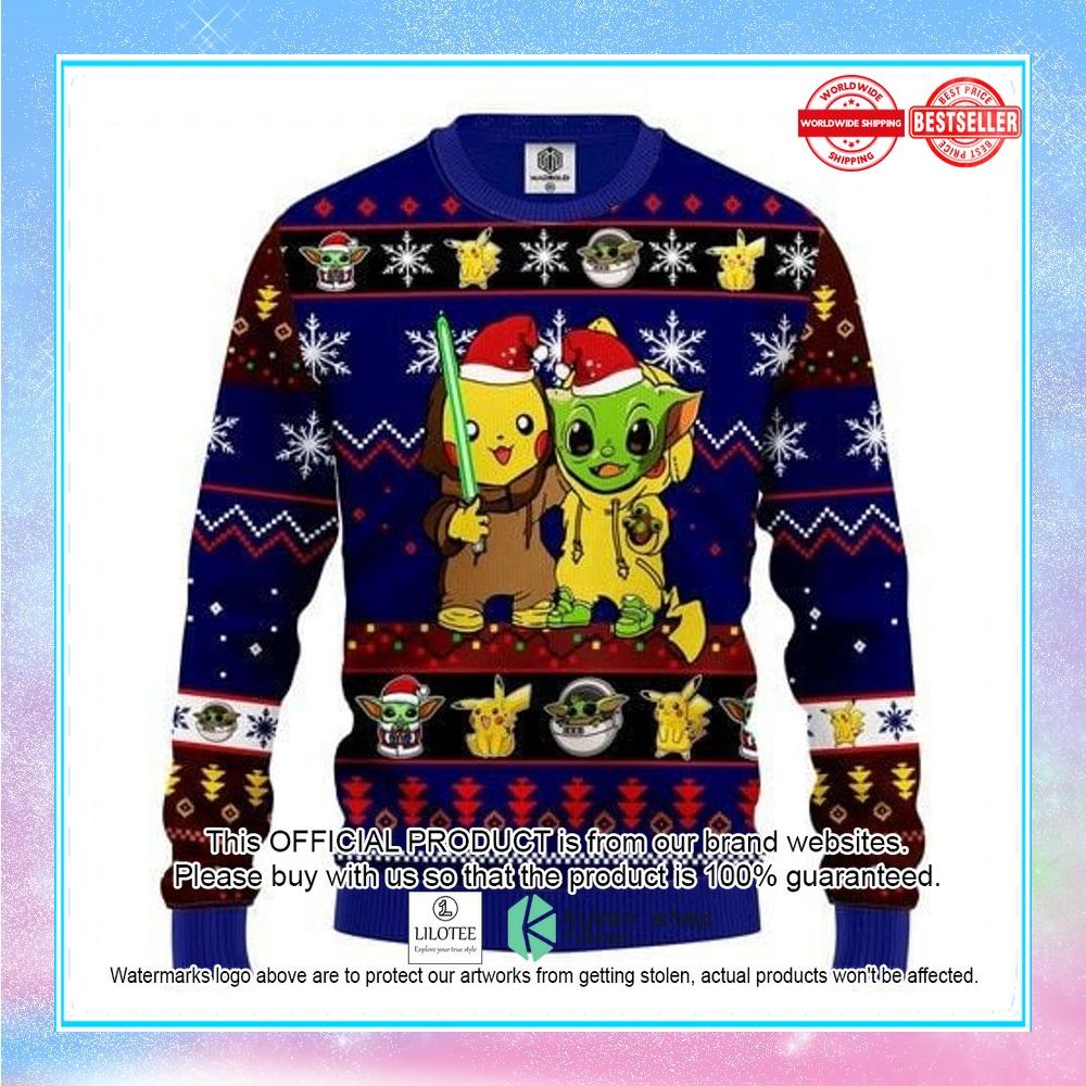 pikachu and baby yoda christmas sweater 1 191