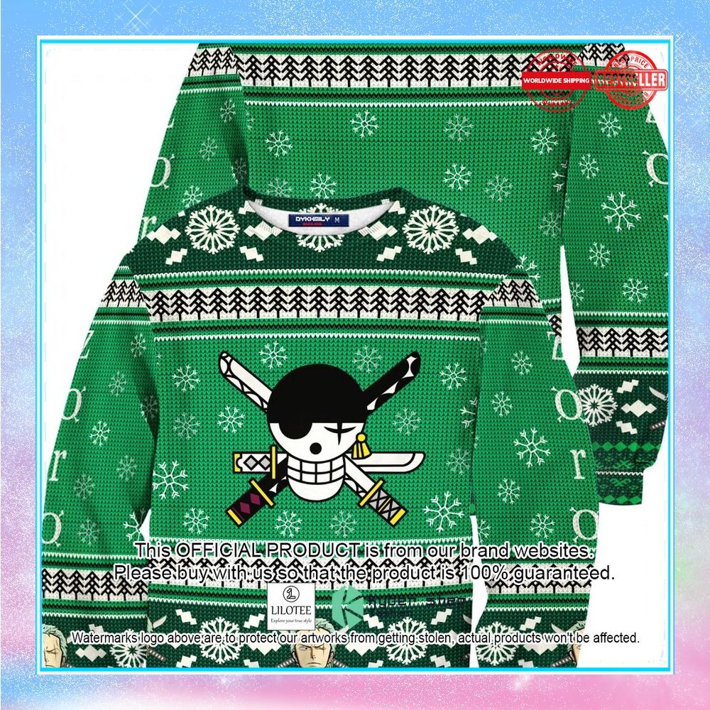 pirate zoro symbol green christmas sweater 1 656
