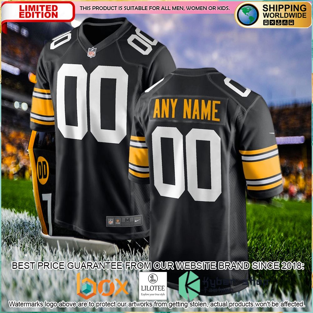 pittsburgh steelers nike youth alternate custom black football jersey 1 789