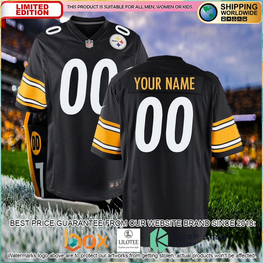 pittsburgh steelers nike youth custom black football jersey 1 163
