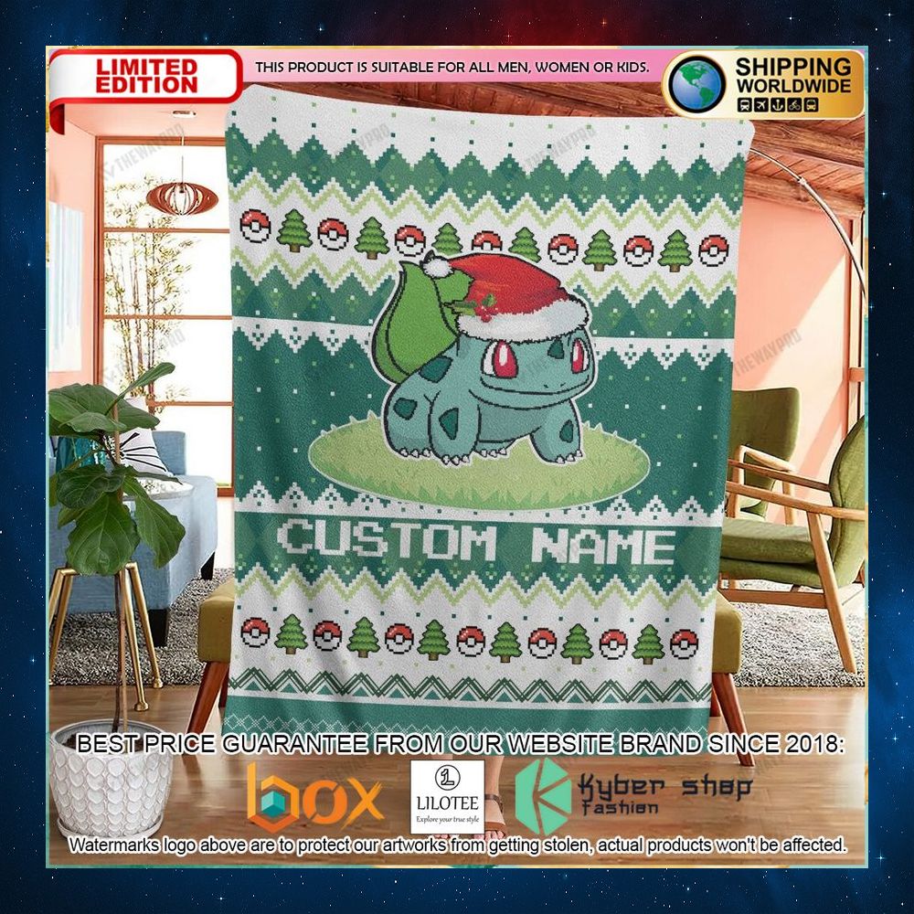 pokemon bulbasaur christmas custom blanket 2 313