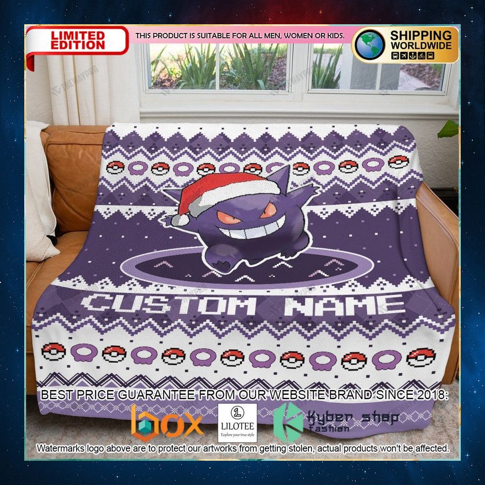 pokemon gengar santa hat custom blanket 1 941