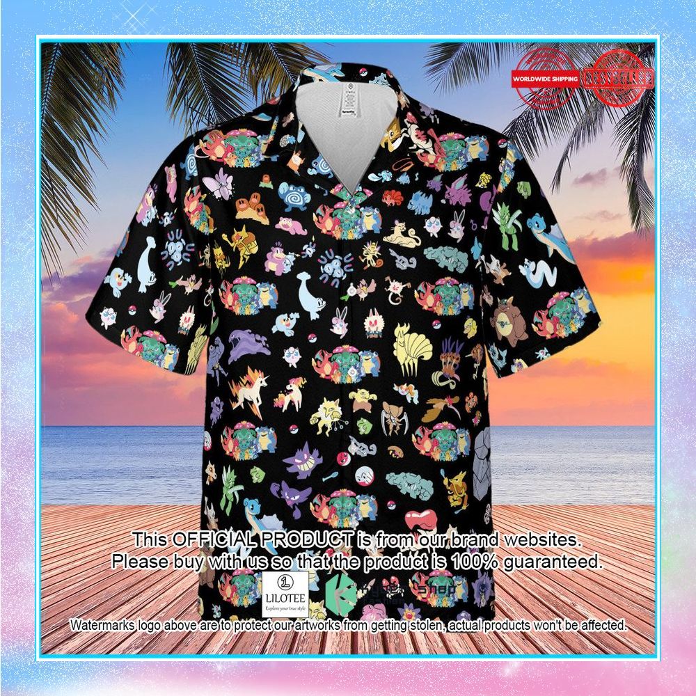 pokemon pattern hawaiian shirt 2 415