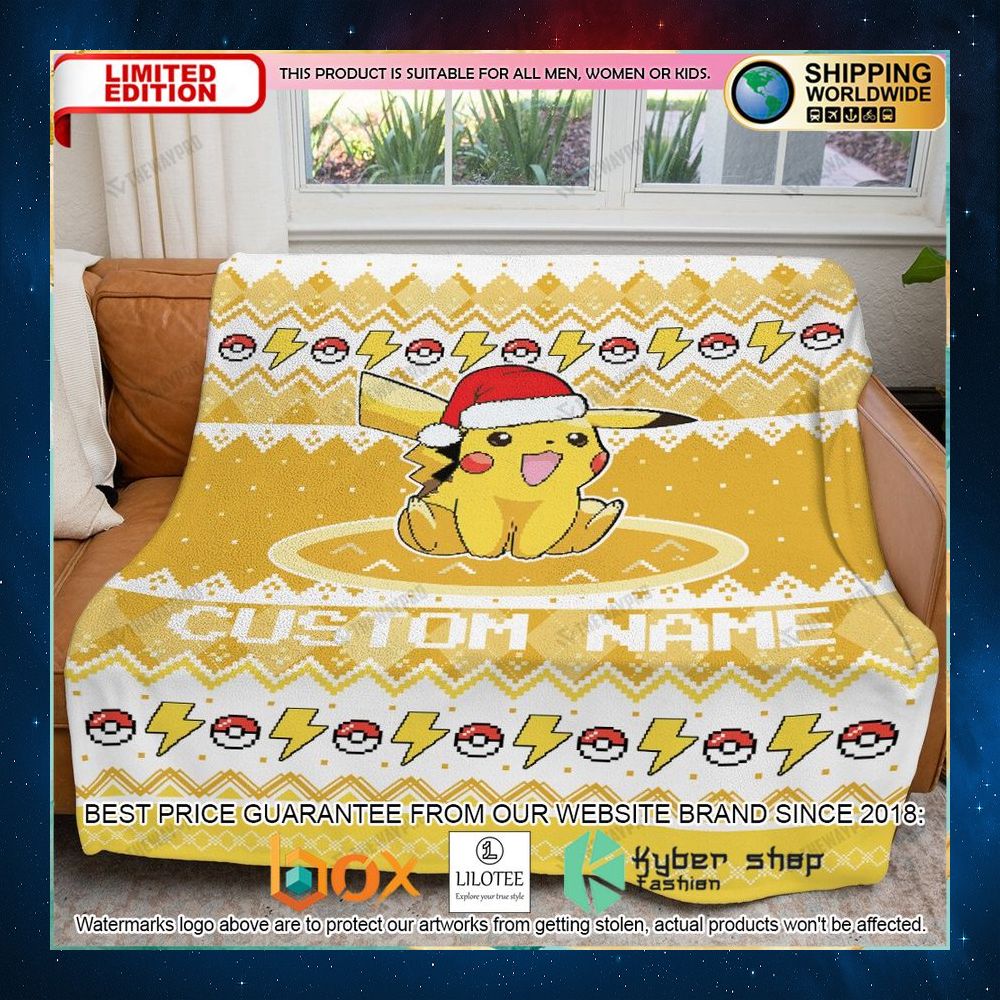 pokemon pikachu christmas custom blanket 1 633
