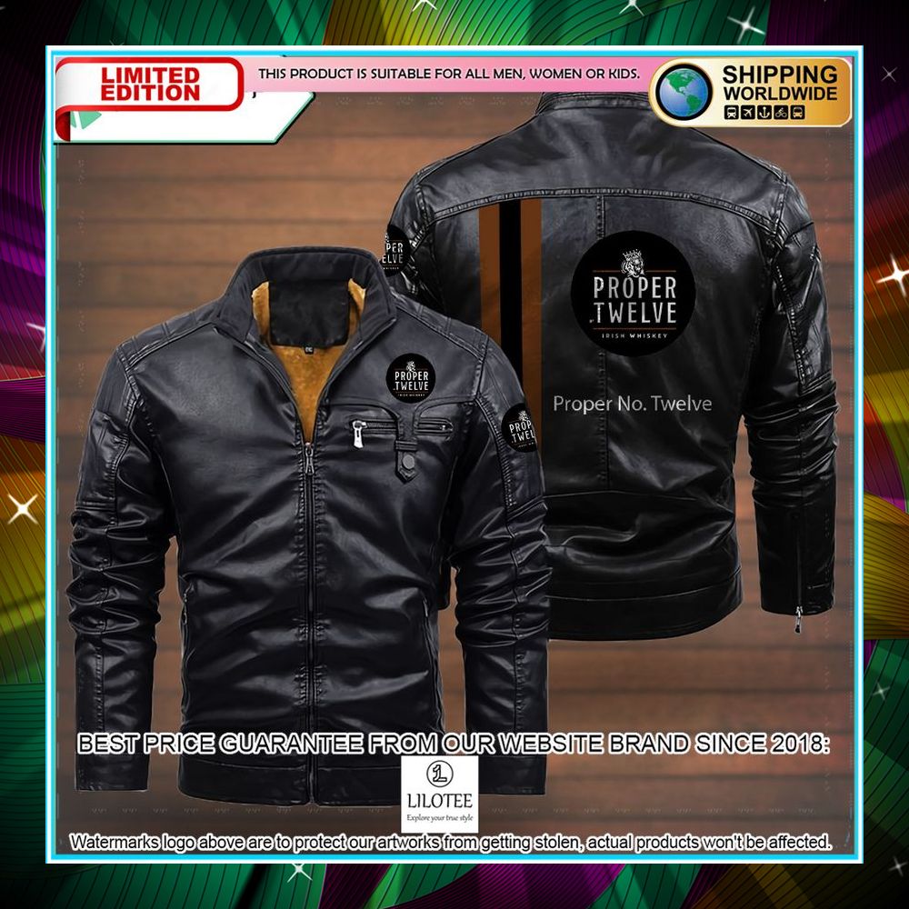proper no twelve leather jacket fleece jacket 3 342