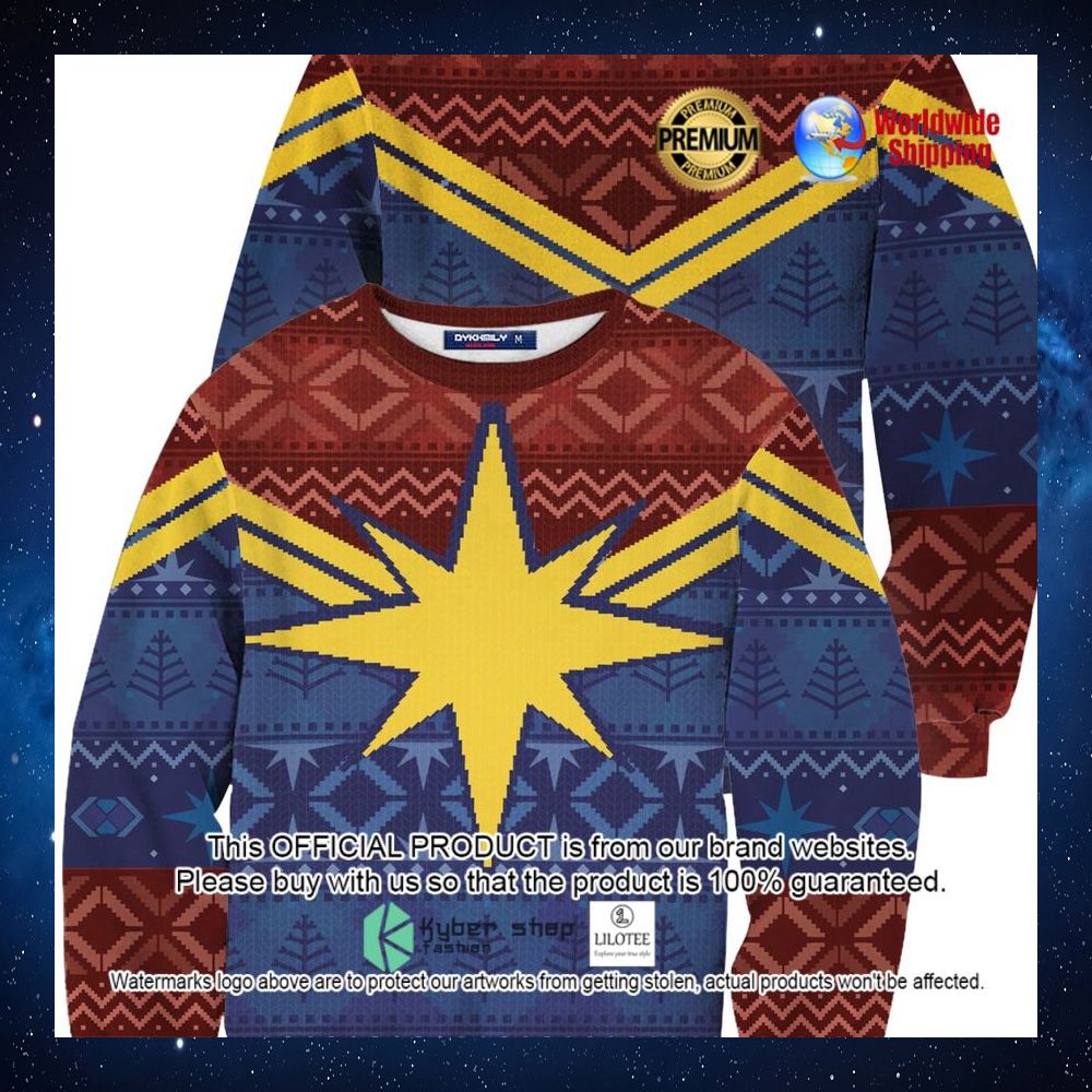 protector of christmas skies captain marvel christmas sweater 1 763