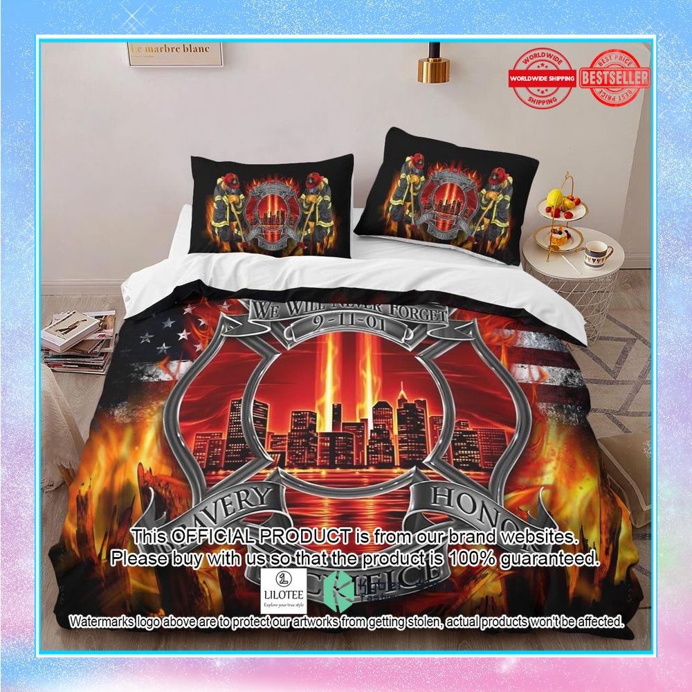 proud firefighter bravery honor and sacrifice bedding set 3 407