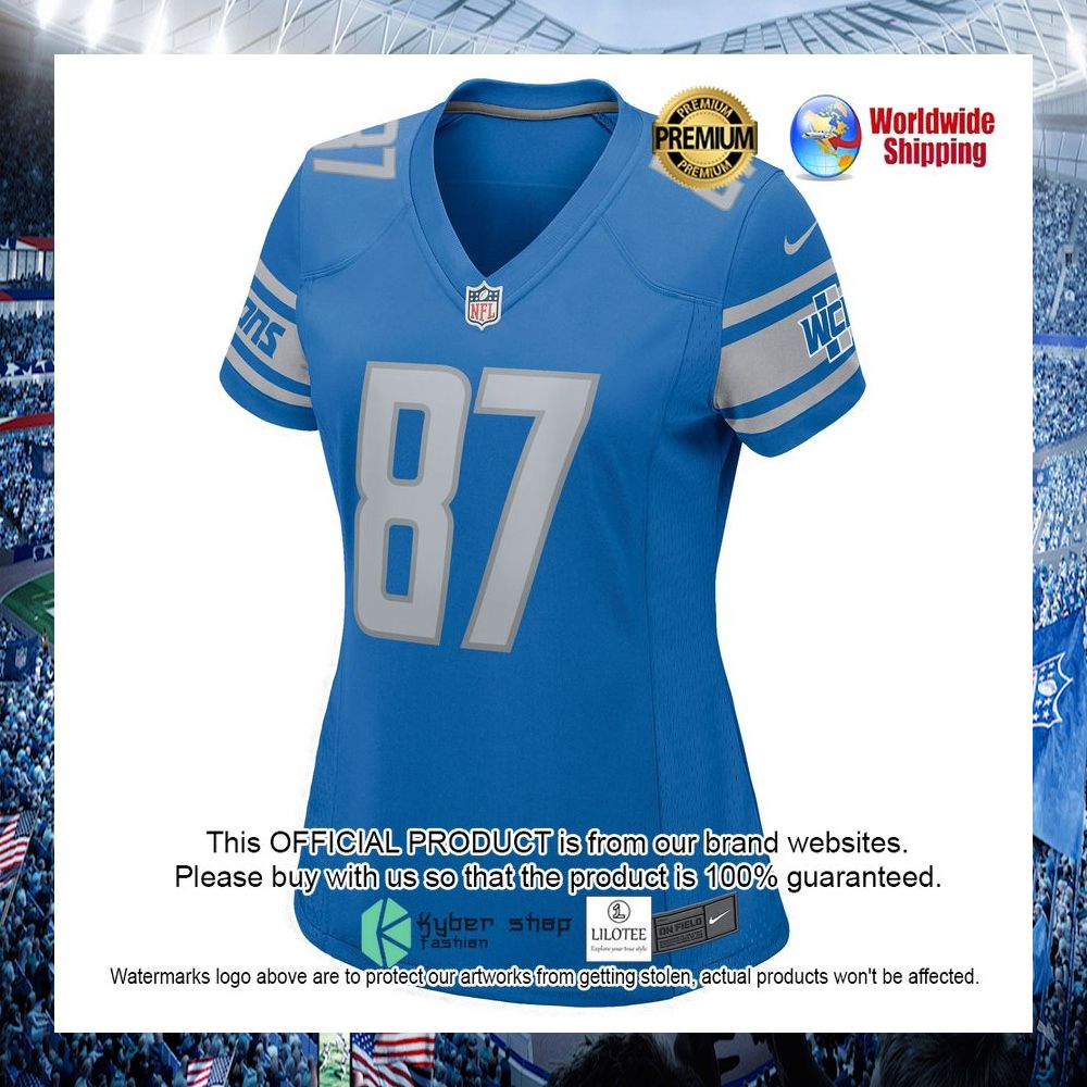 quintez cephus detroit lions nike womens blue football jersey 2 959