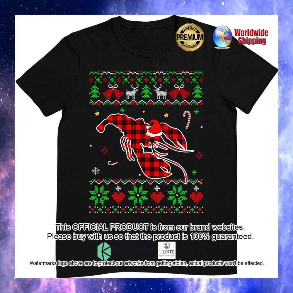 red plaid christmas sweater christmas animals lobster lover t shirt 1 716