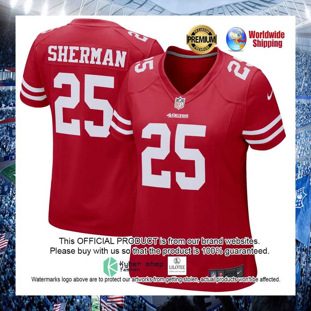 richard sherman san francisco 49ers nike womens scarlet football jersey 1 931