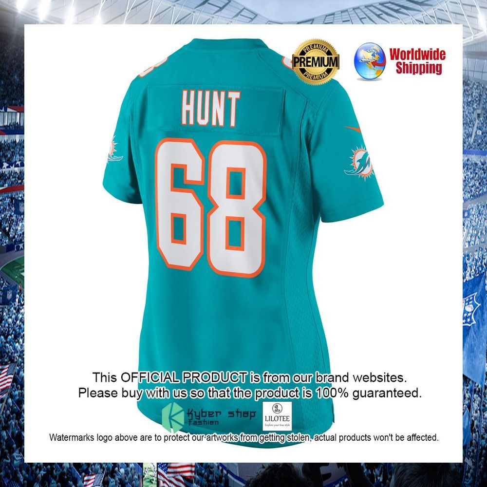 Robert Hunt Miami Dolphins Nike Women's Aqua Football Jersey - LIMITED EDITION 3 robert hunt miami dolphins nike womens aqua football jersey 3 652