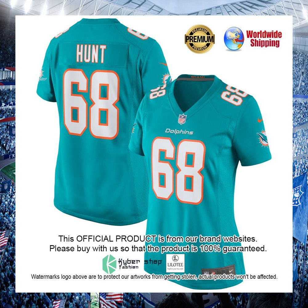 Robert Hunt Miami Dolphins Nike Women's Aqua Football Jersey - LIMITED EDITION 4 robert hunt miami dolphins nike womens aqua football jersey 4 58