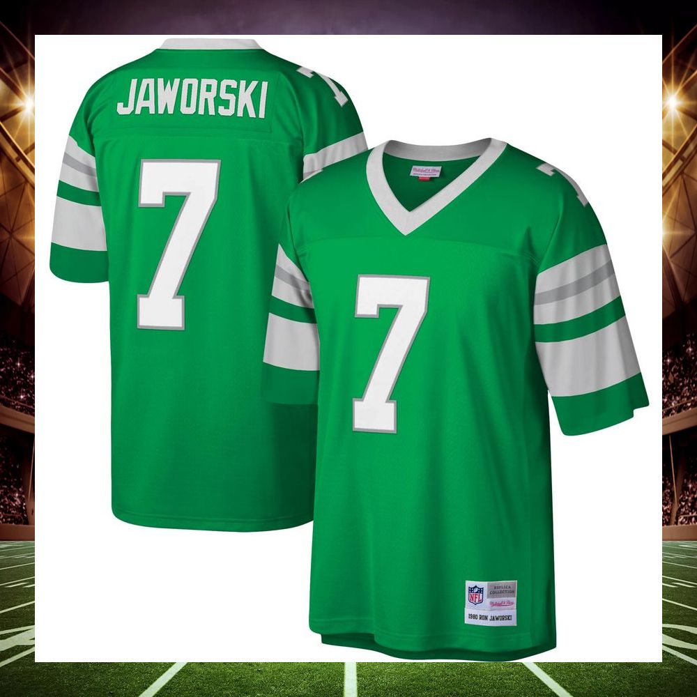 ron jaworski philadelphia eagles mitchell ness legacy replica kelly green football jersey 4 614