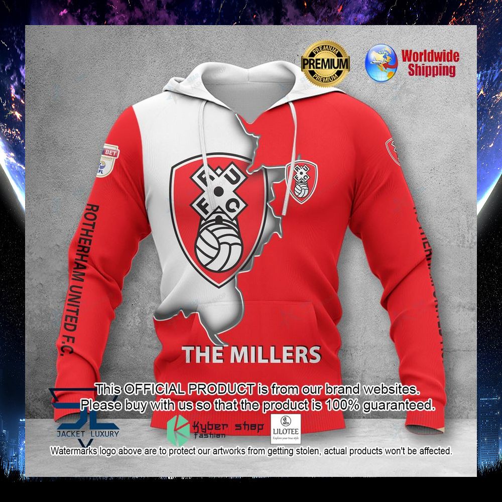 rotherham united the millers 3d hoodie shirt 1 232