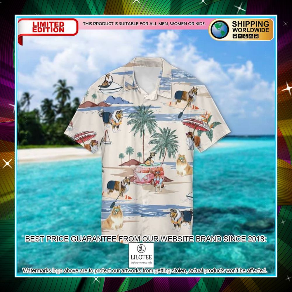 rough collie summer beach hawaiian shirt 1 875