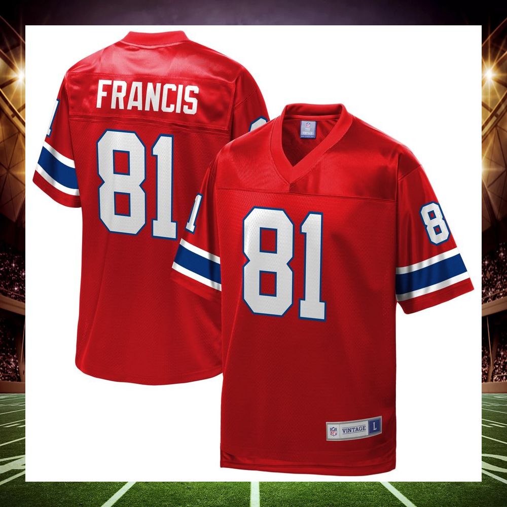 russ francis new england patriots nfl pro line retired red football jersey 1 837