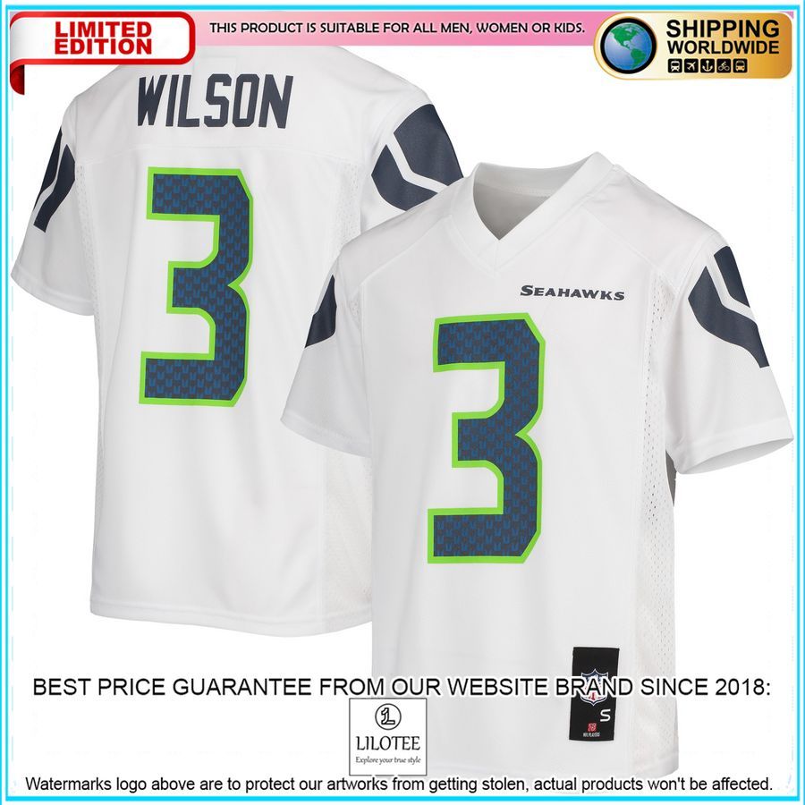 russell wilson seattle seahawks youth replica white football jersey 1 979