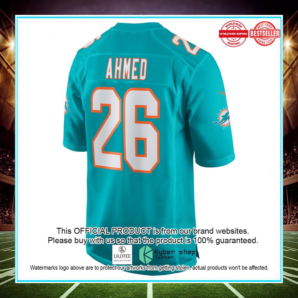 Salvon Ahmed Miami Dolphins Nike Game Aqua Football Jersey - LIMITED EDITION 3 salvon ahmed miami dolphins nike game aqua football jersey 3 262