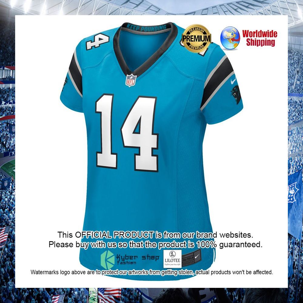 sam darnold carolina panthers nike womens blue football jersey 2 354