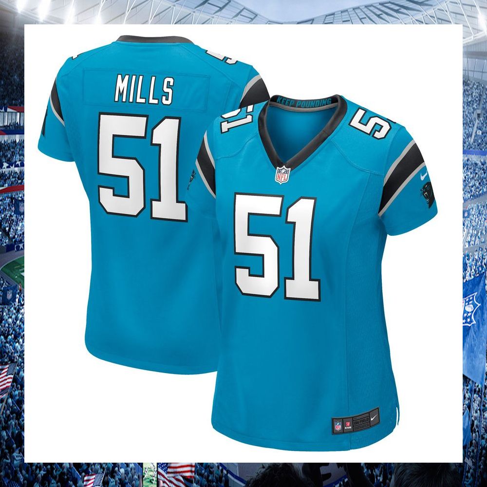 sam mills carolina panthers nike womens retired blue football jersey 1 313