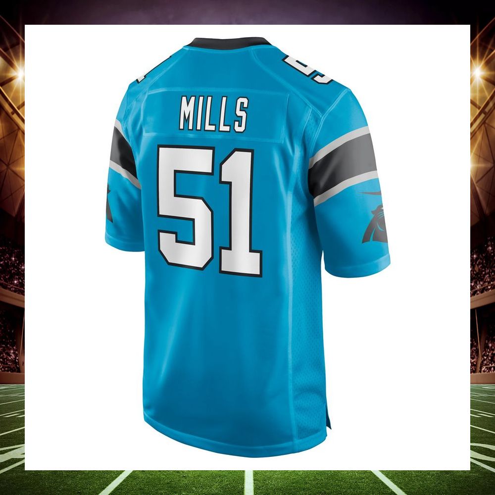 sam mills carolina panthers retired blue football jersey 3 584