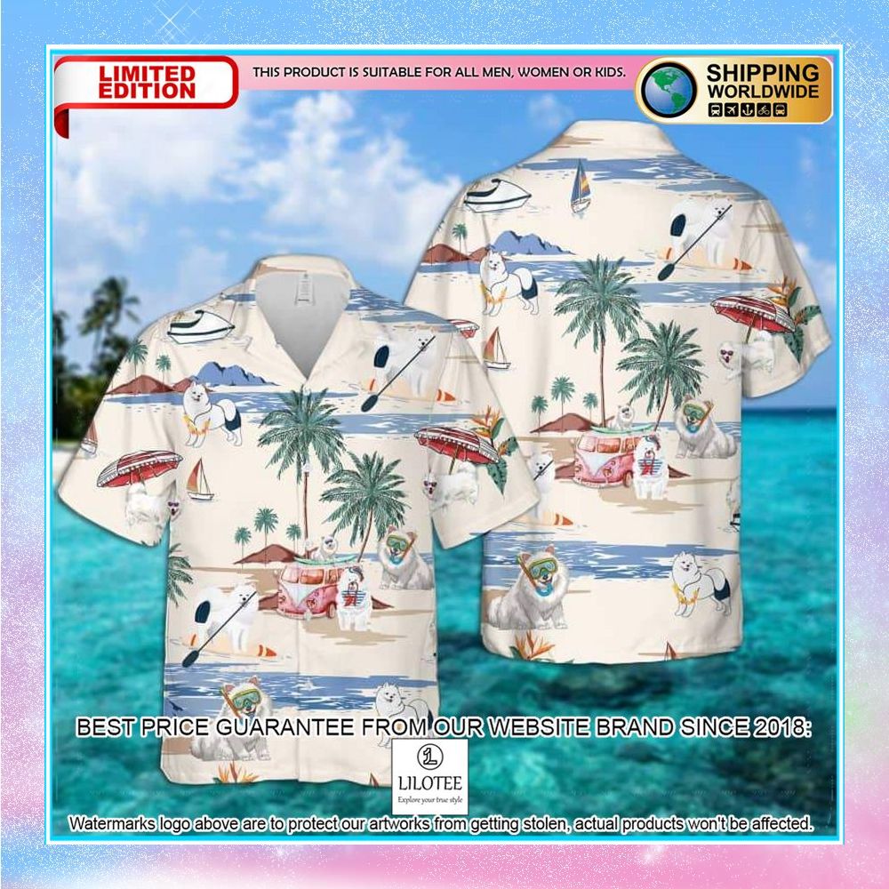 samoyed summer beach hawaiian shirt 1 266