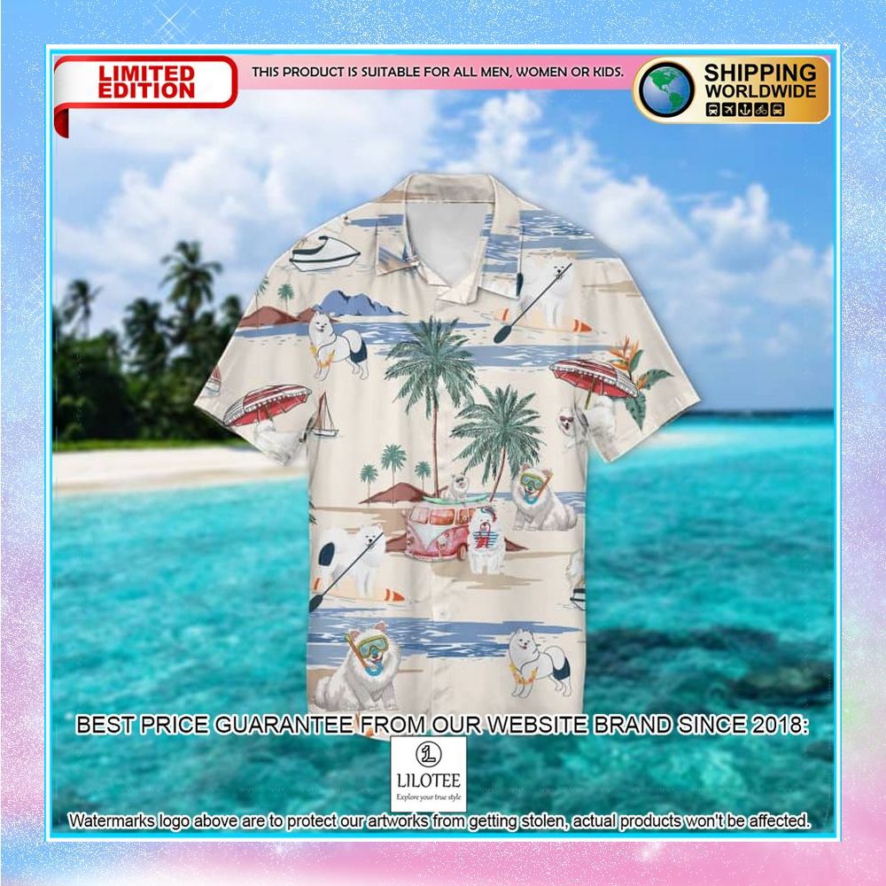 samoyed summer beach hawaiian shirt 2 549