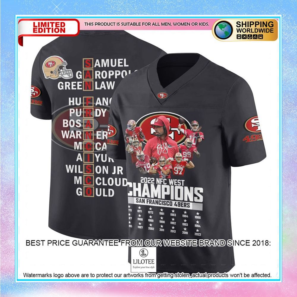 san francisco 49ers 2022 nfc west champions football jersey 2 952
