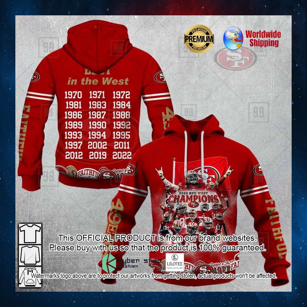 san francisco 49ers champions west 2022 3d hoodie shirt 1 199