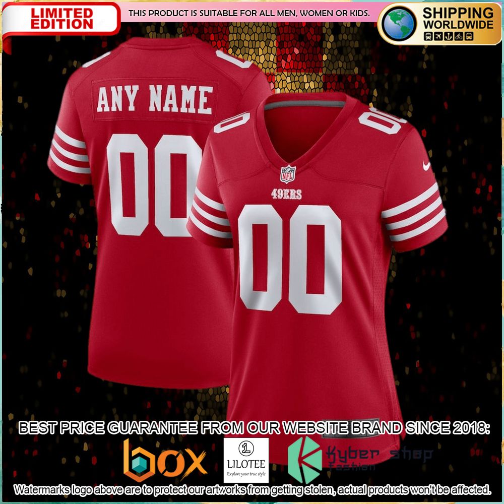 san francisco 49ers team nike womens custom scarlet football jersey 1 185