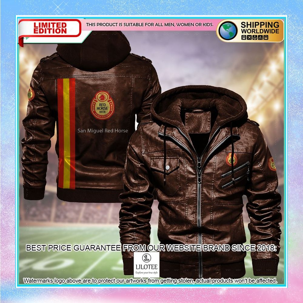 san miguel red horse leather jacket fleece jacket 1 978