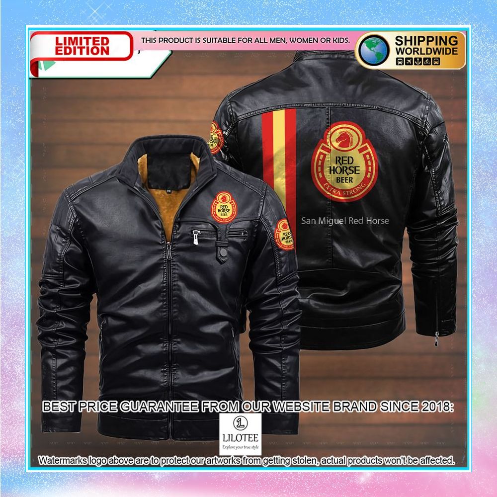 san miguel red horse leather jacket fleece jacket 3 237