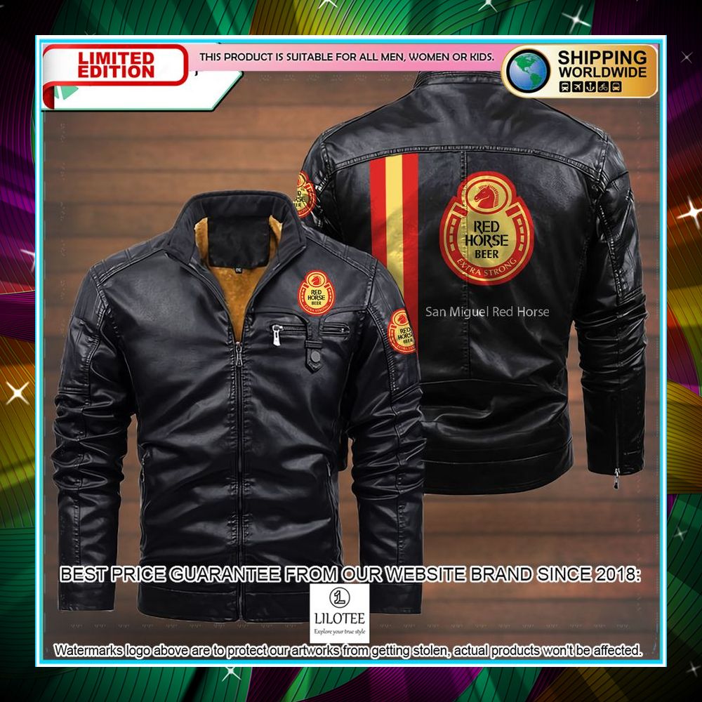 san miguel red horse leather jacket fleece jacket 3 496