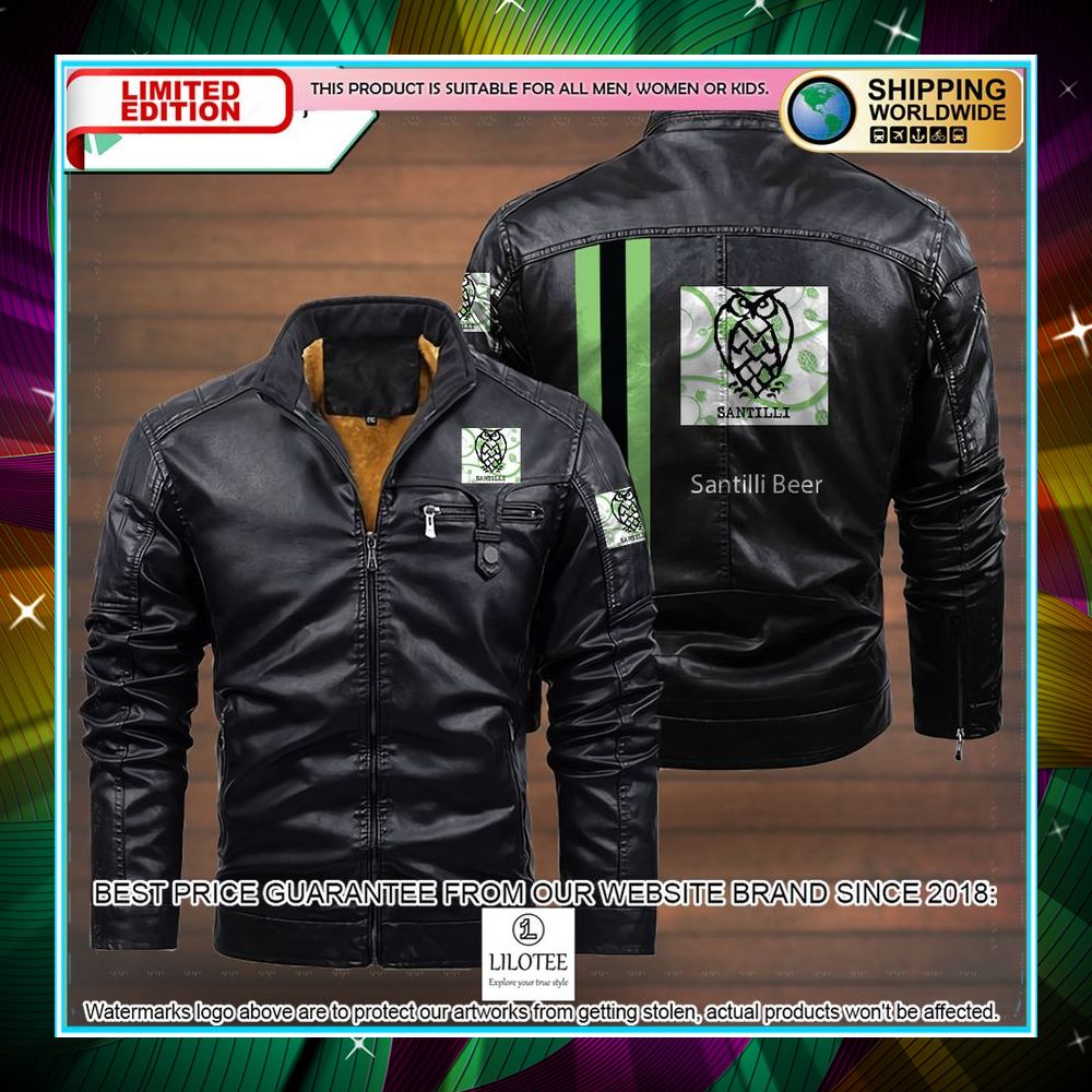 santilli beer leather jacket fleece jacket 3 204