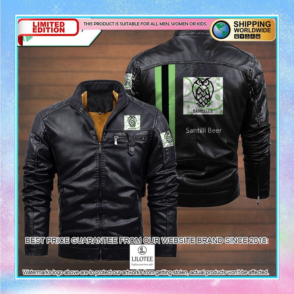 santilli beer leather jacket fleece jacket 3 320