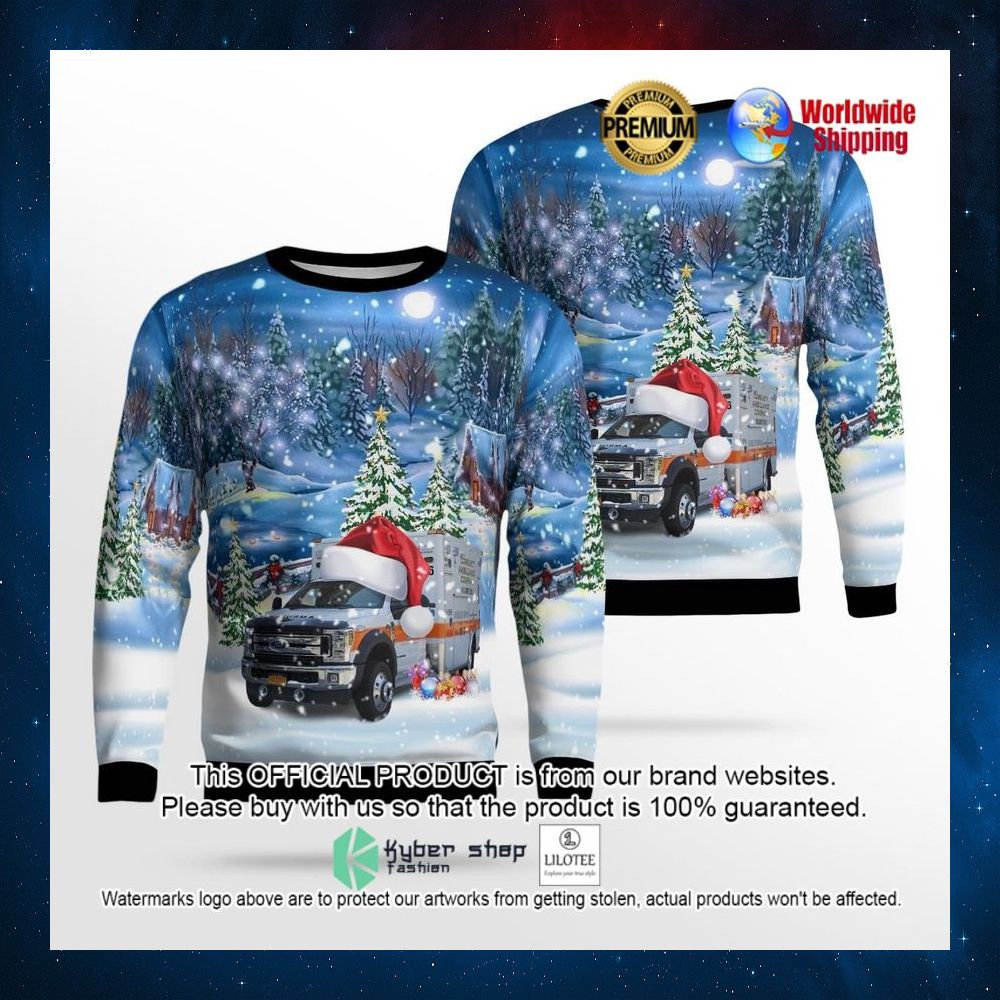 sayville new york community ambulance company santa hat sweater 1 236