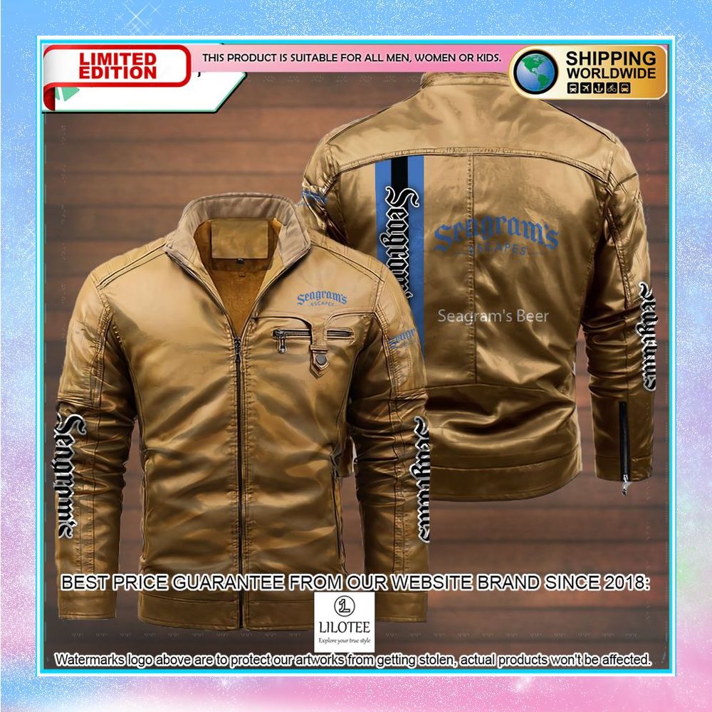 seagrams beer leather jacket fleece jacket 3 513