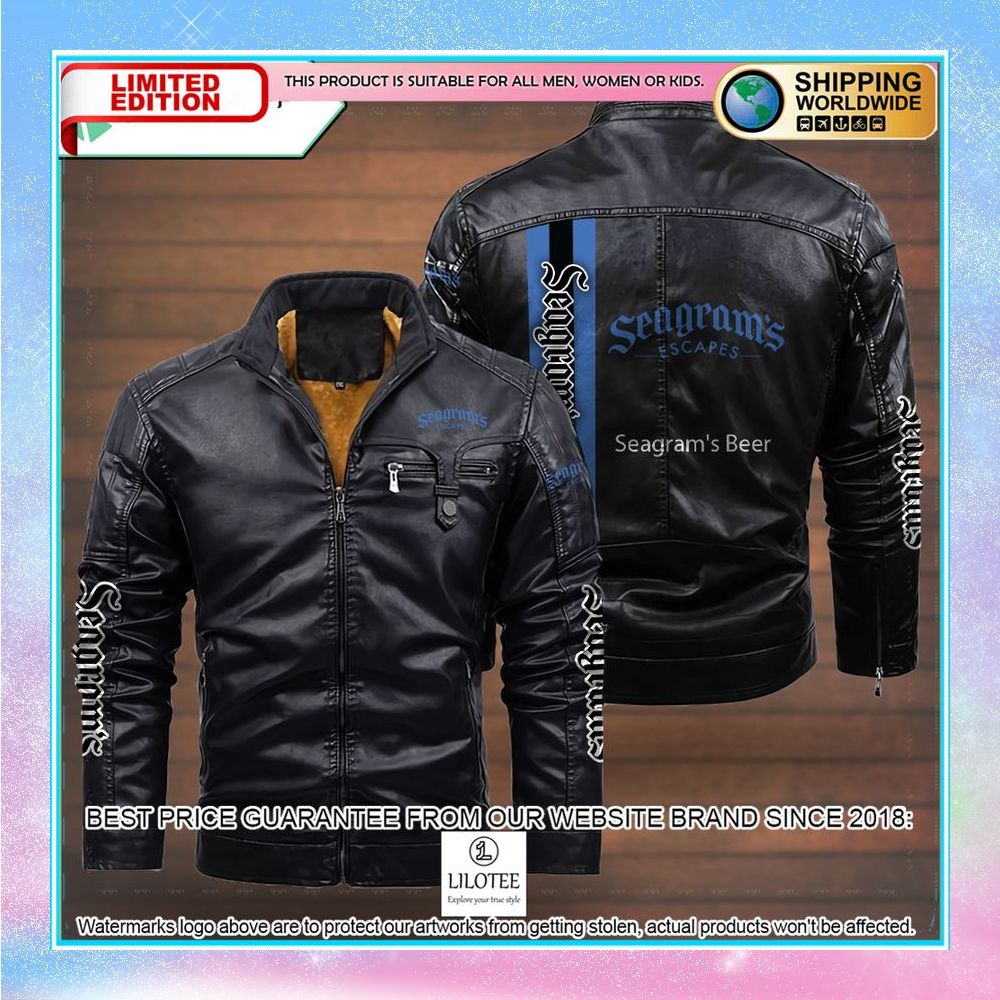 seagrams beer leather jacket fleece jacket 4 966