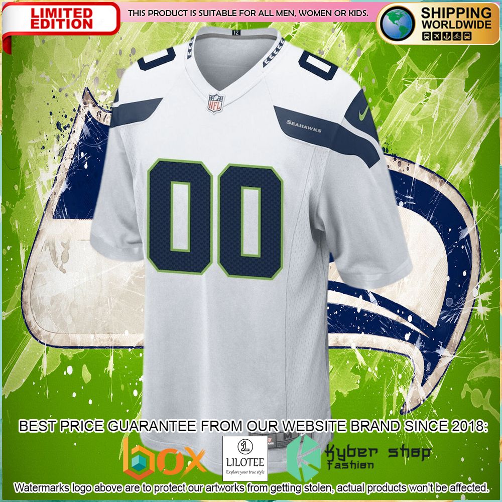 seattle seahawks nike custom white football jersey 2 548