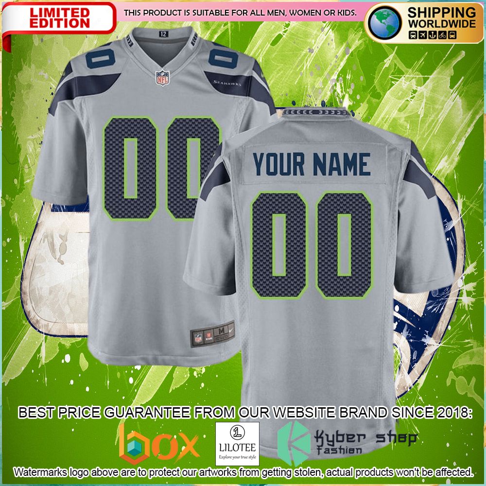 seattle seahawks nike youth custom gray football jersey 1 691